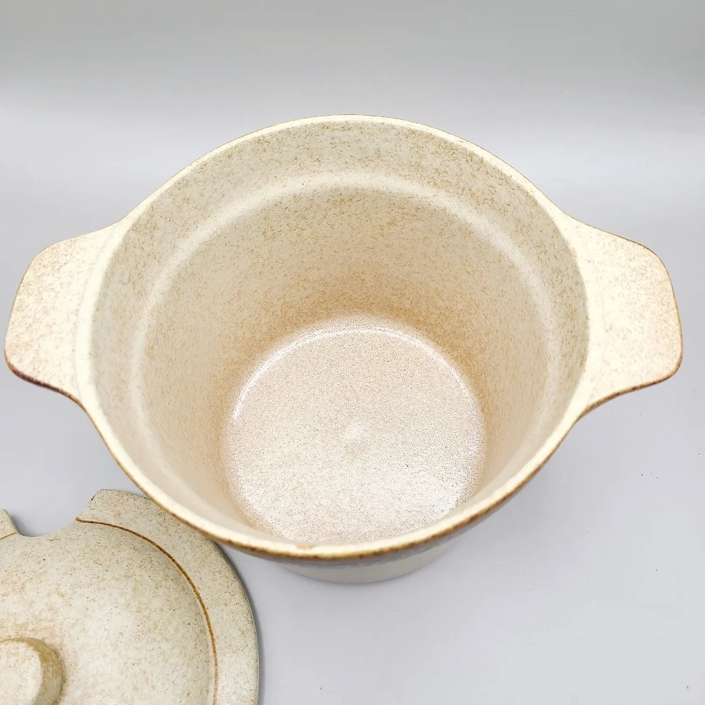 Pottery Craft Vintage 70's Stoneware Bean/Soup Pot with Lid